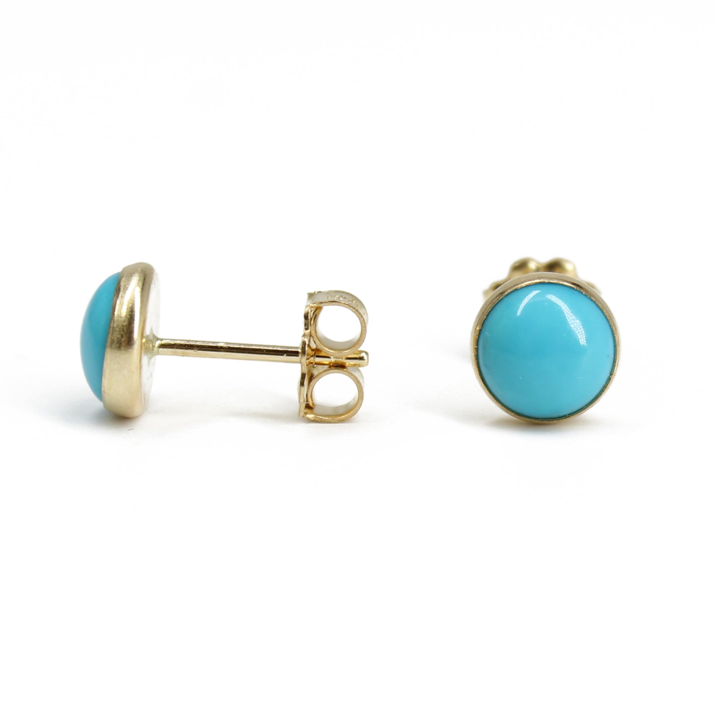 6mm Turquoise Studs in Yellow Gold Fill
