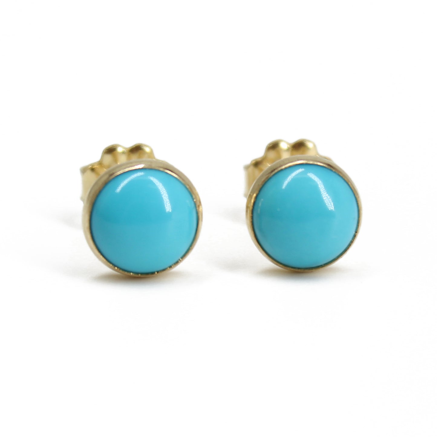 6mm Turquoise Studs in Yellow Gold Fill