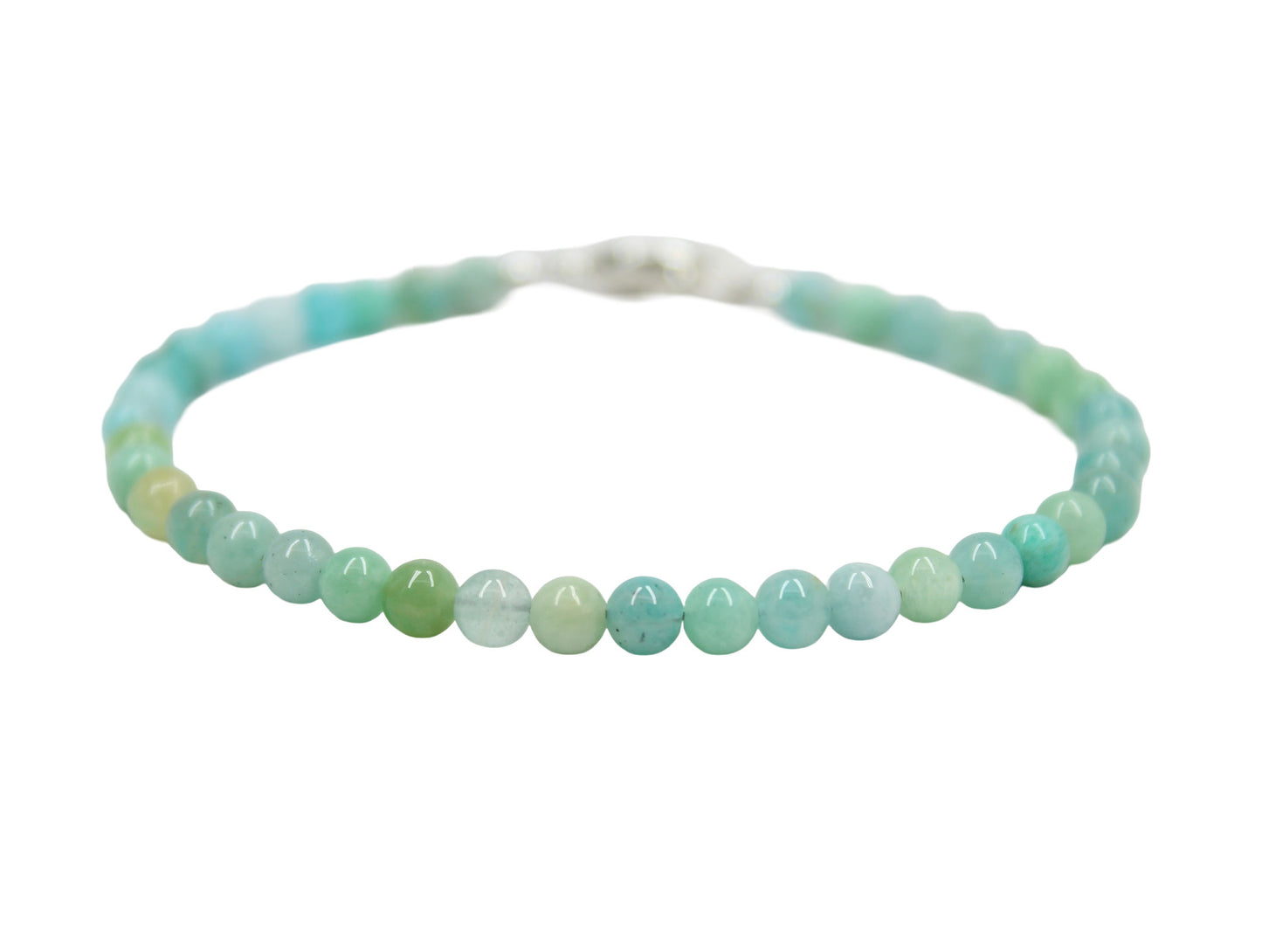 Amazonite Bead Bracelet, Small 4mm Gemmy Blue Green