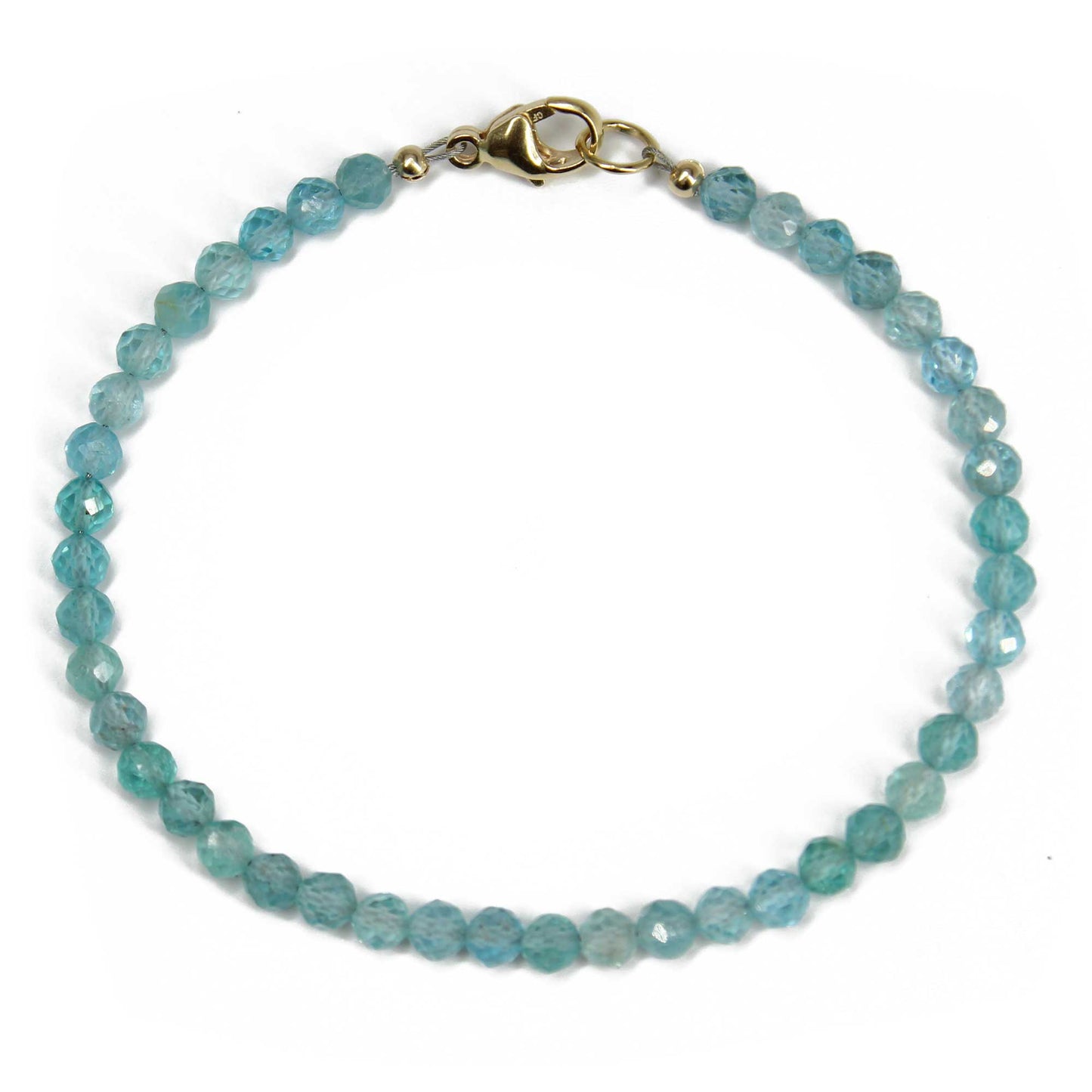 Apatite Bracelet, Small 4mm Blue Gemstone Bracelet