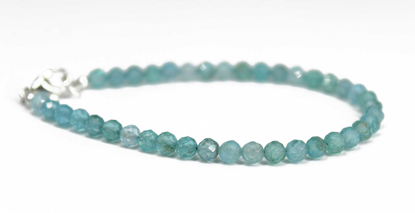 Apatite Bracelet, Small 4mm Blue Gemstone Bracelet