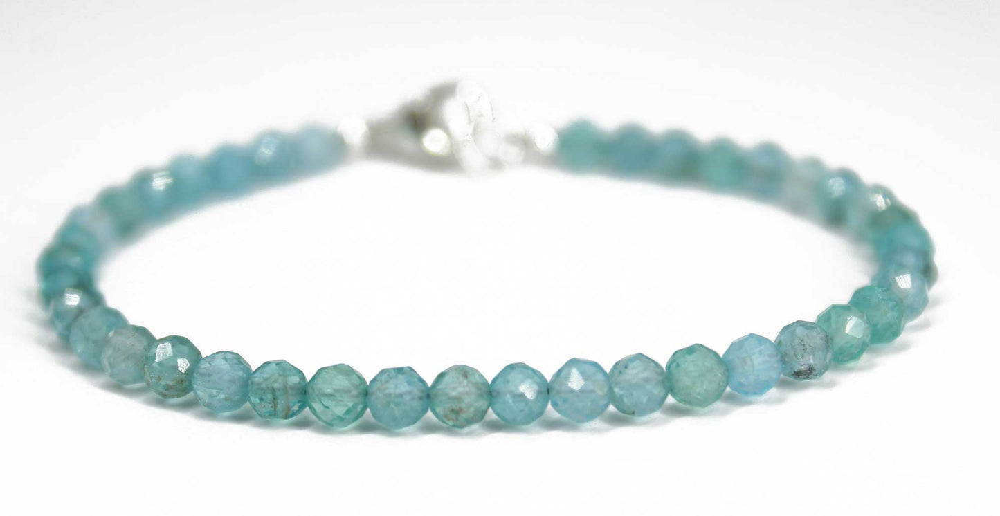 Apatite Bracelet, Small 4mm Blue Gemstone Bracelet