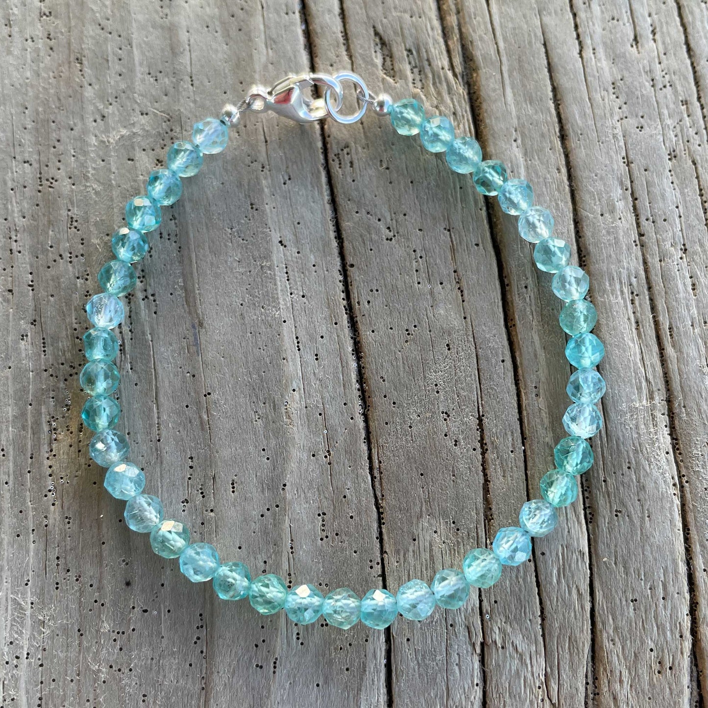Apatite Bracelet, Small 4mm Blue Gemstone Bracelet