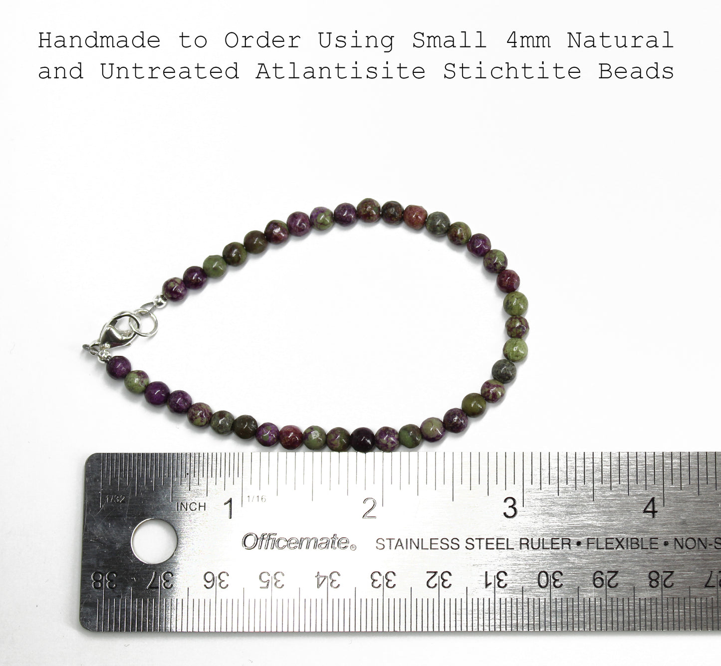 Atlantisite Stichtite Bead Bracelet with Clasp