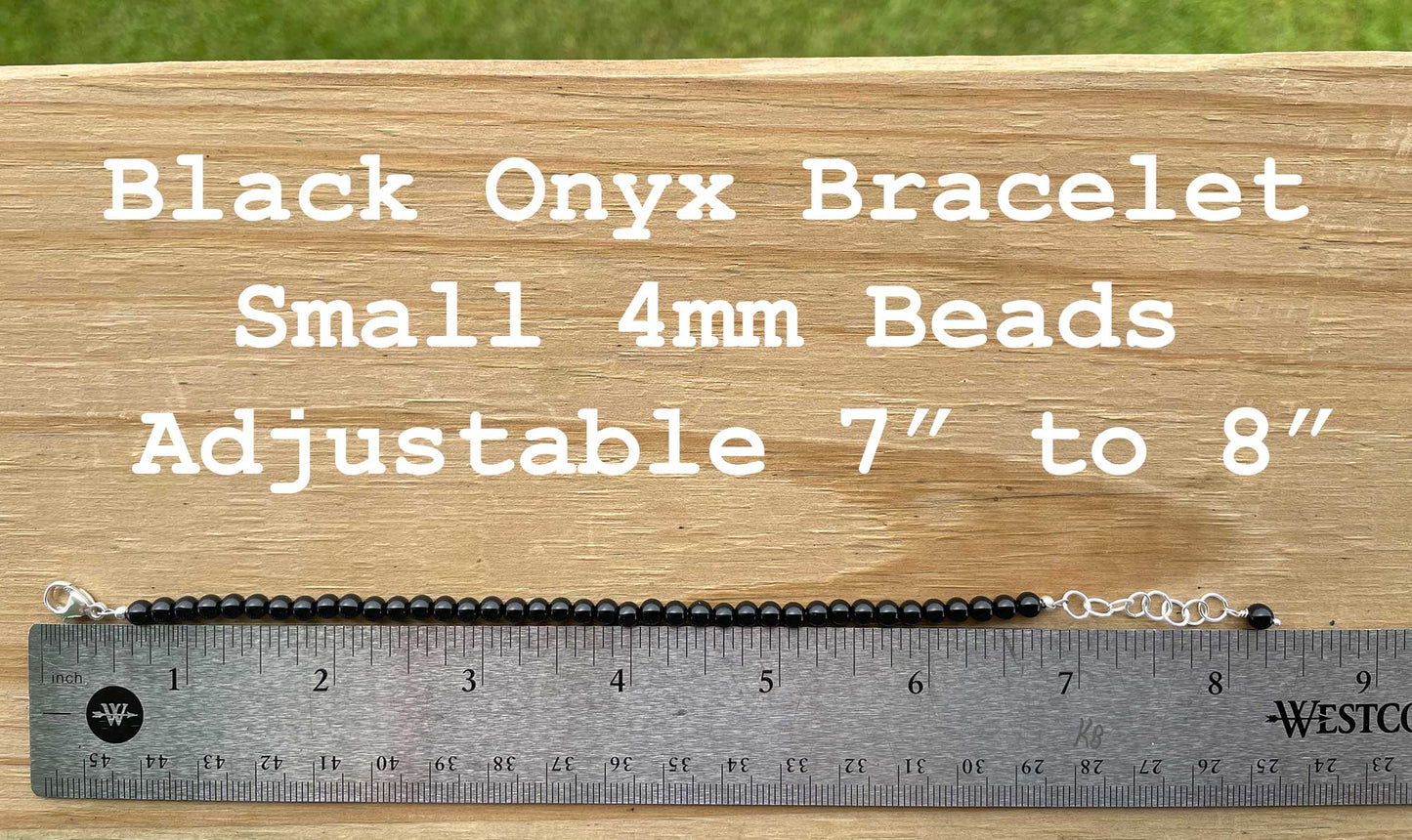 Adjustable 4 mm Black Onyx Bracelet