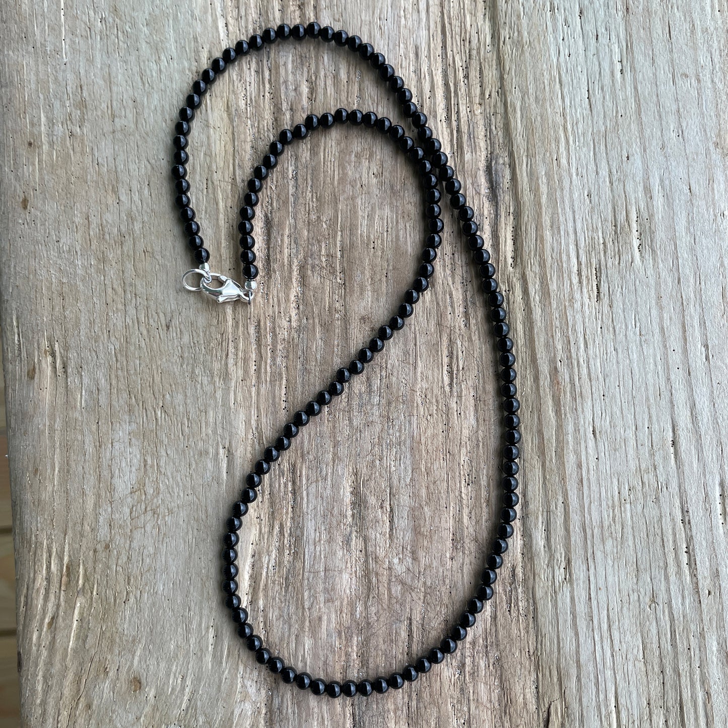 3mm Black Onyx Bead Necklace