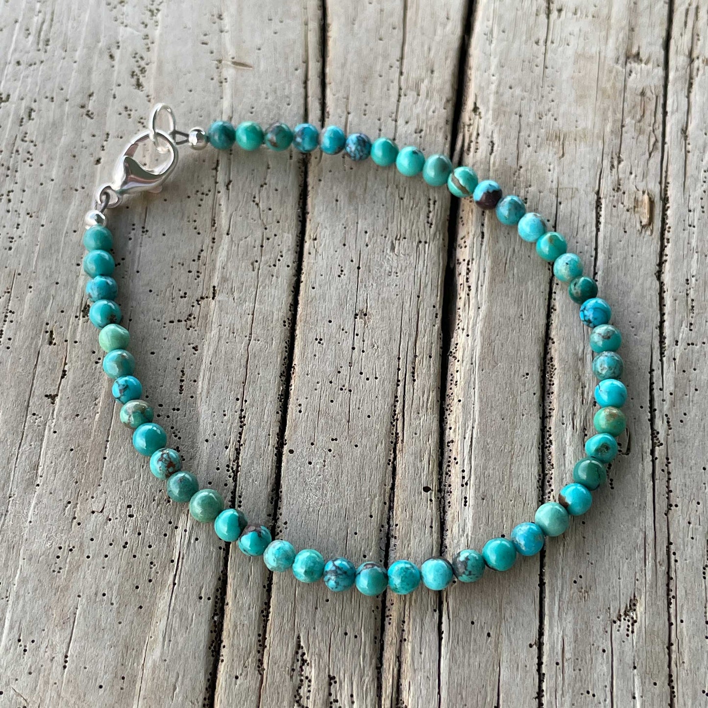 3mm Blue Green Brown Turquoise Bead Bracelet
