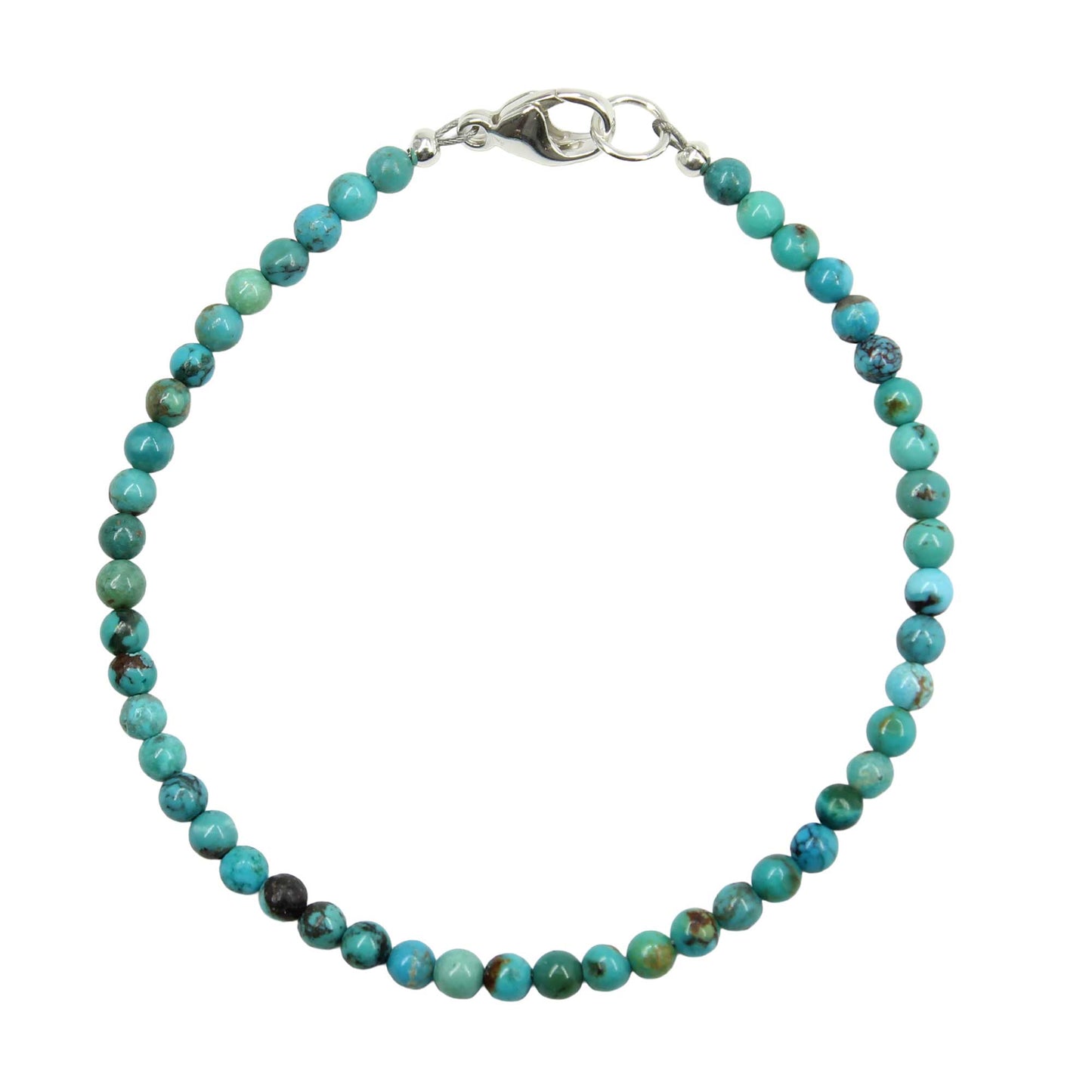3mm Blue Green Brown Turquoise Bead Bracelet