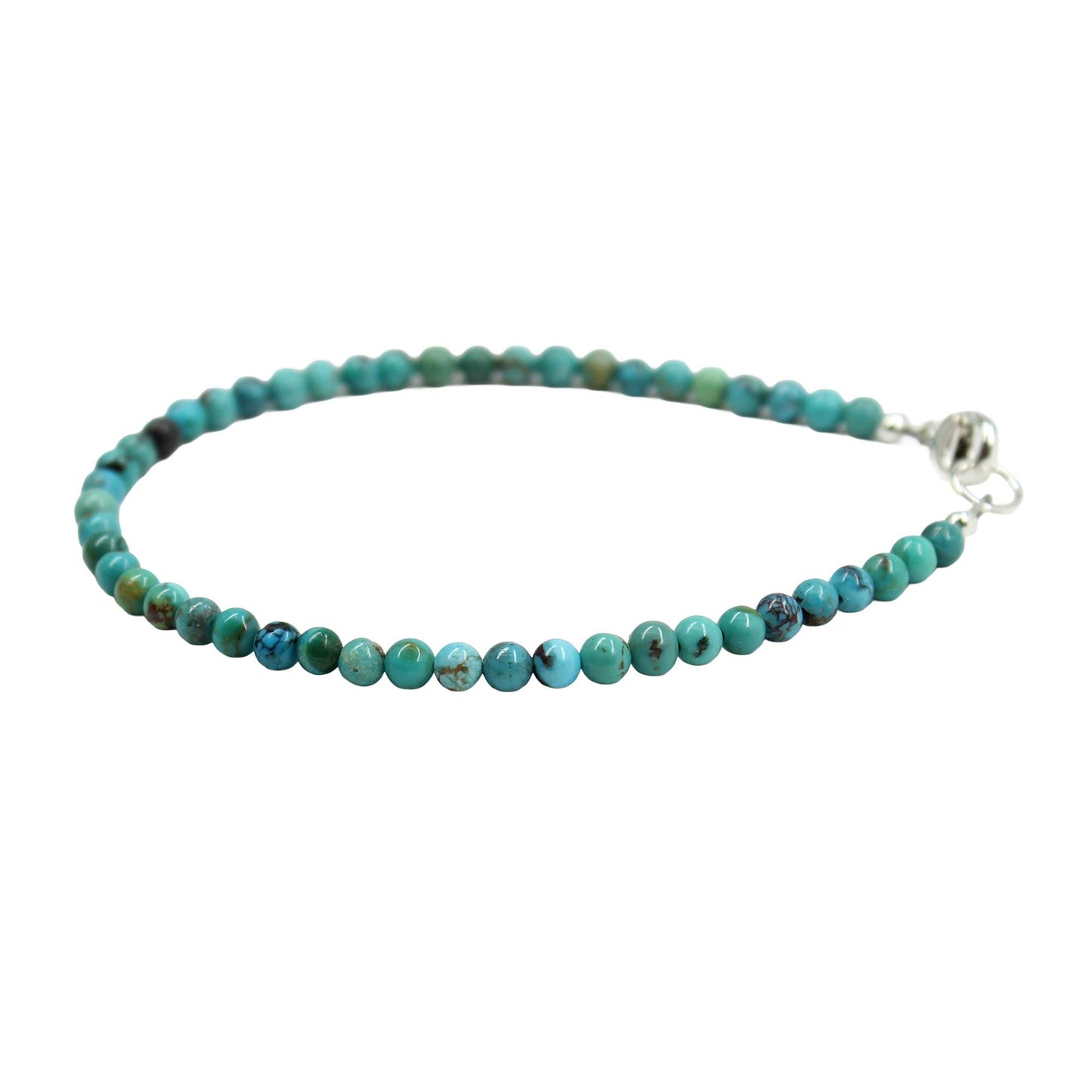 3mm Blue Green Brown Turquoise Bead Bracelet