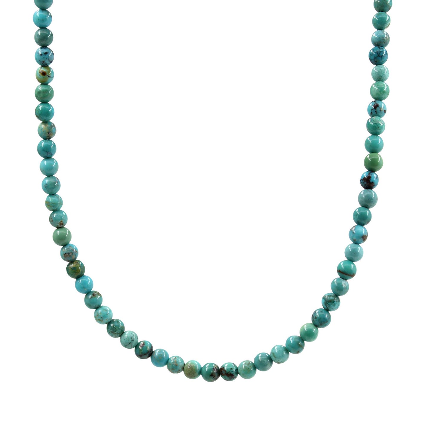 Genuine 3mm Blue Green Brown Turquoise Bead Necklace