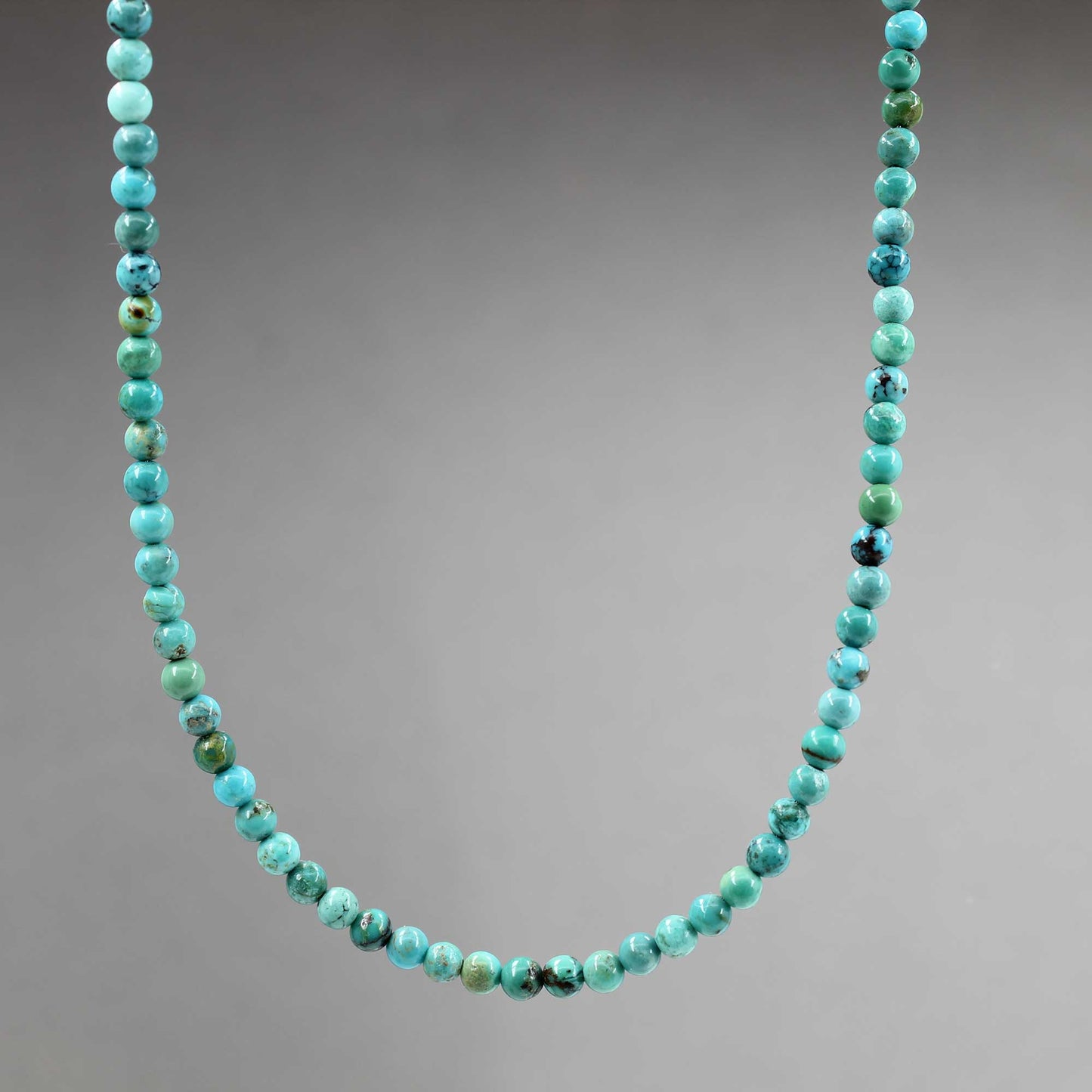 3mm Blue Green Brown Turquoise Bead Necklace