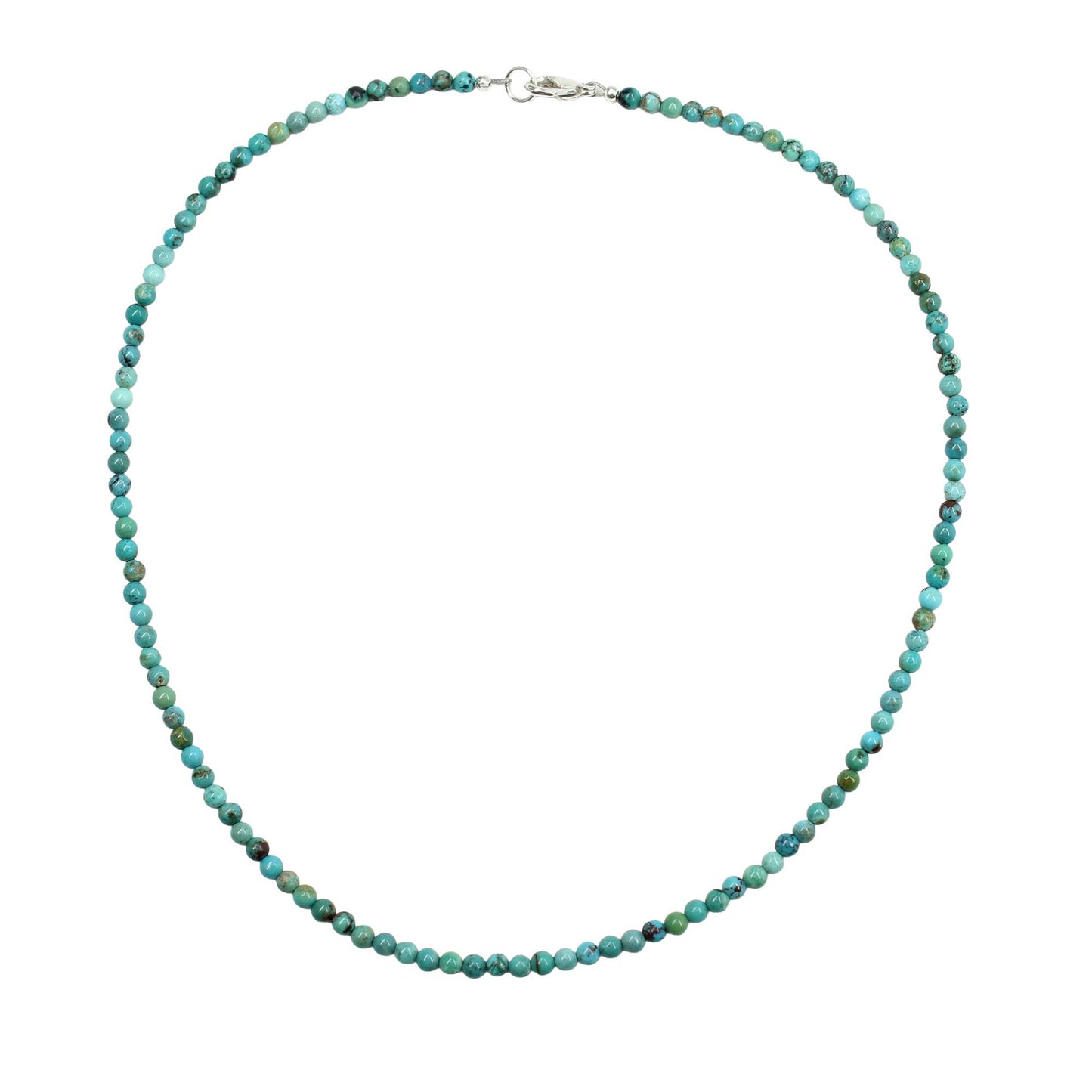 Genuine 3mm Blue Green Brown Turquoise Bead Necklace