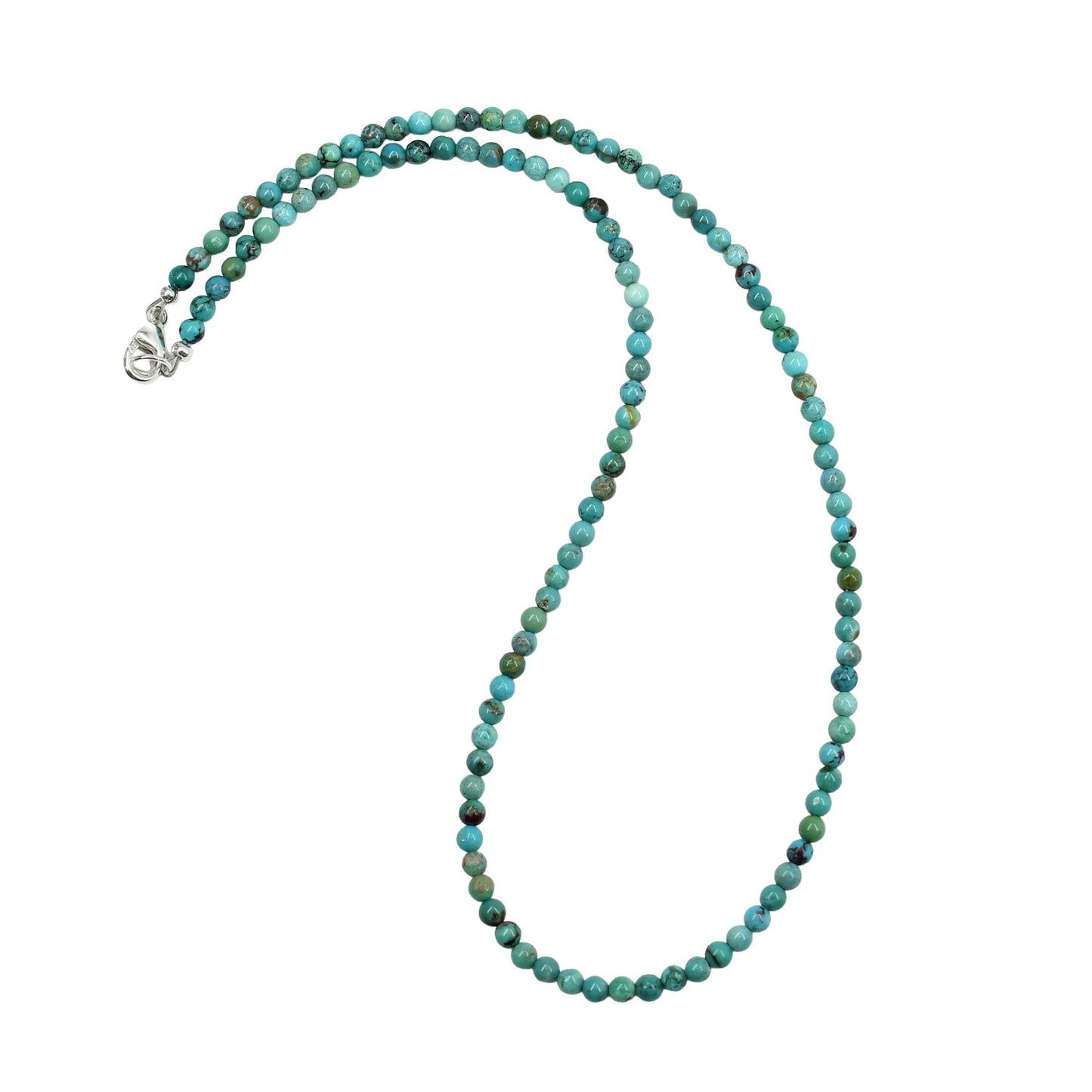 Natural 3mm Blue Green Brown Turquoise Bead Necklace