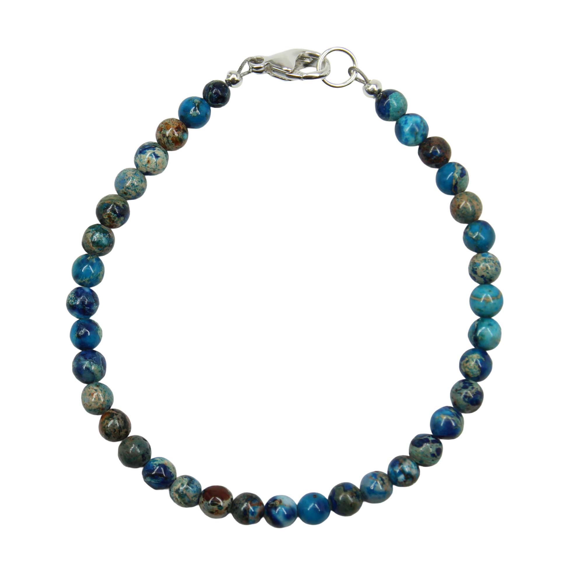 Blue Jasper Bracelet, Small 4mm Multi Color Blue Stone Bracelet