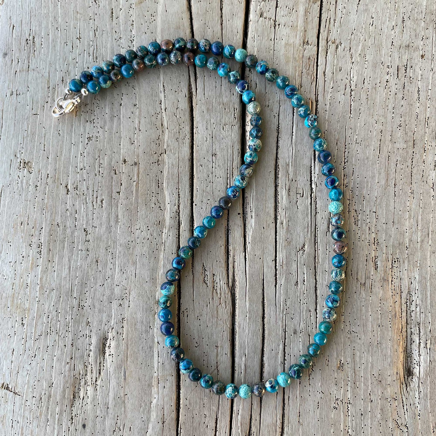 Blue Sea Sediment Jasper Bead Necklace