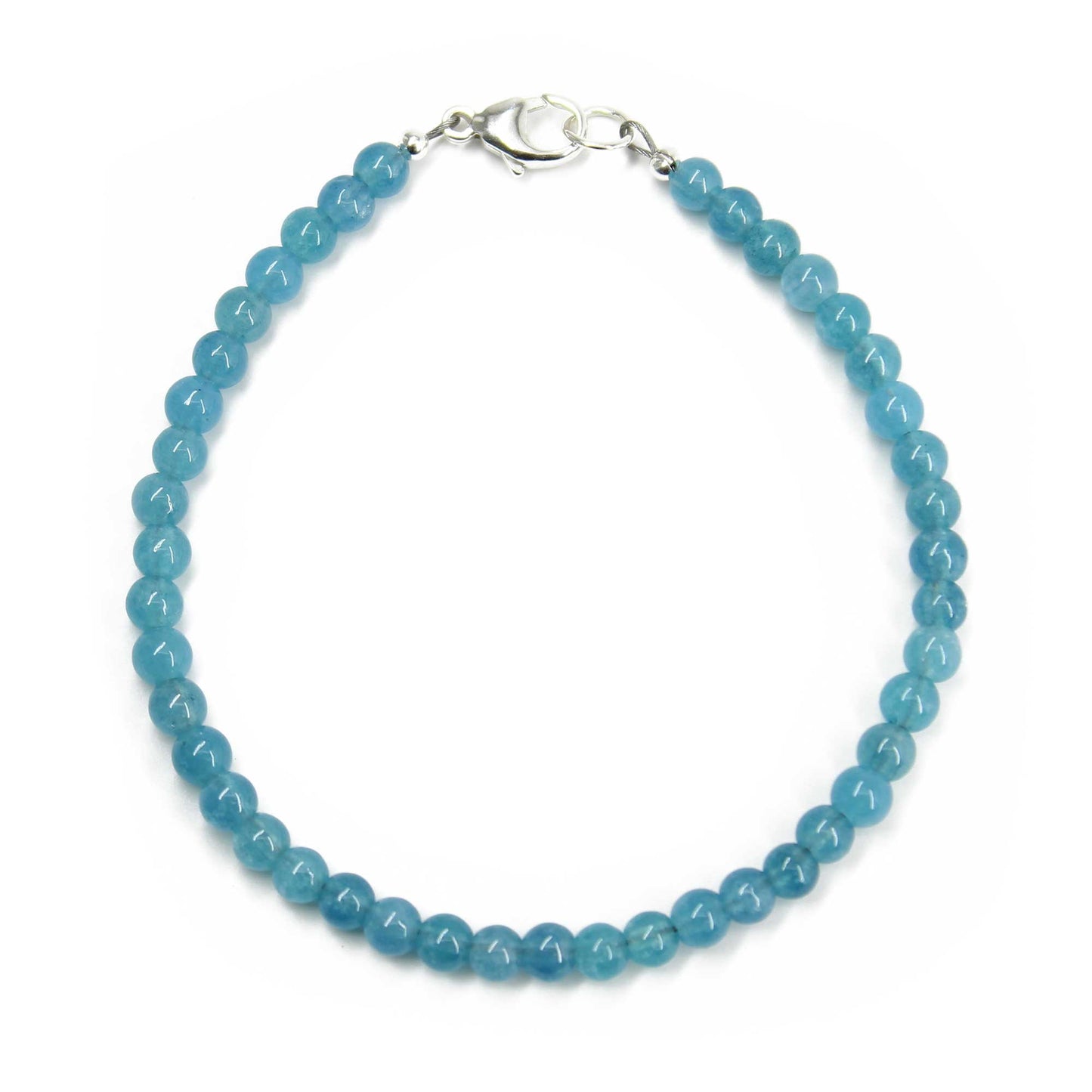 Blue Quartz Beaded Bracelet, Small 4mm Aquamarine Color