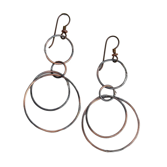 Handmade Long Copper Hoop Earrings