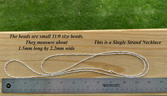 Gold and Silver Seed Bead Necklace, Thin 1.5mm Single Strand