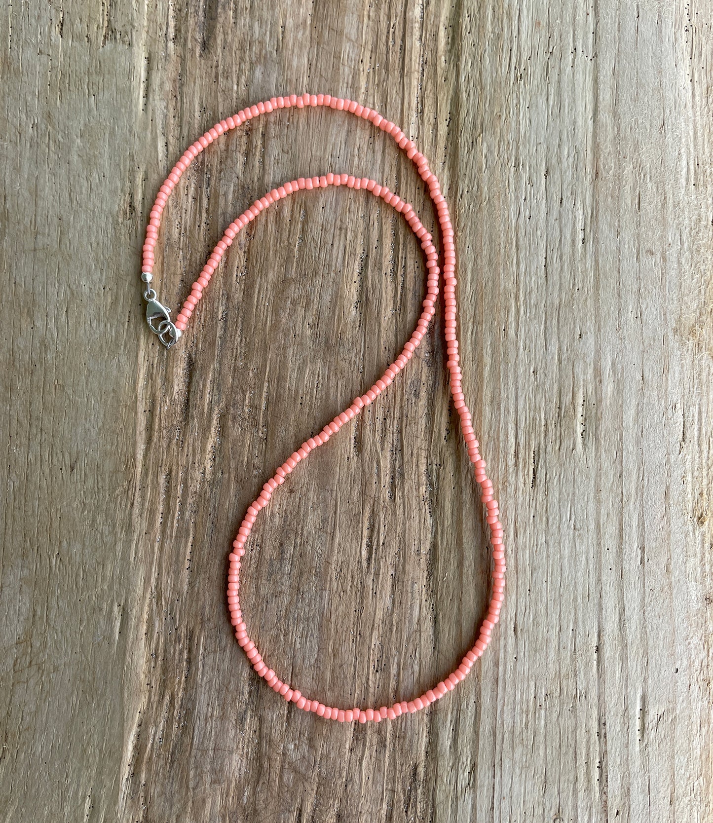 Salmon Pink Seed Bead Necklace