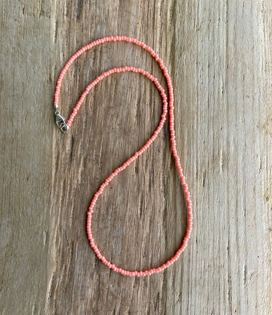 Salmon Pink Seed Bead Necklace