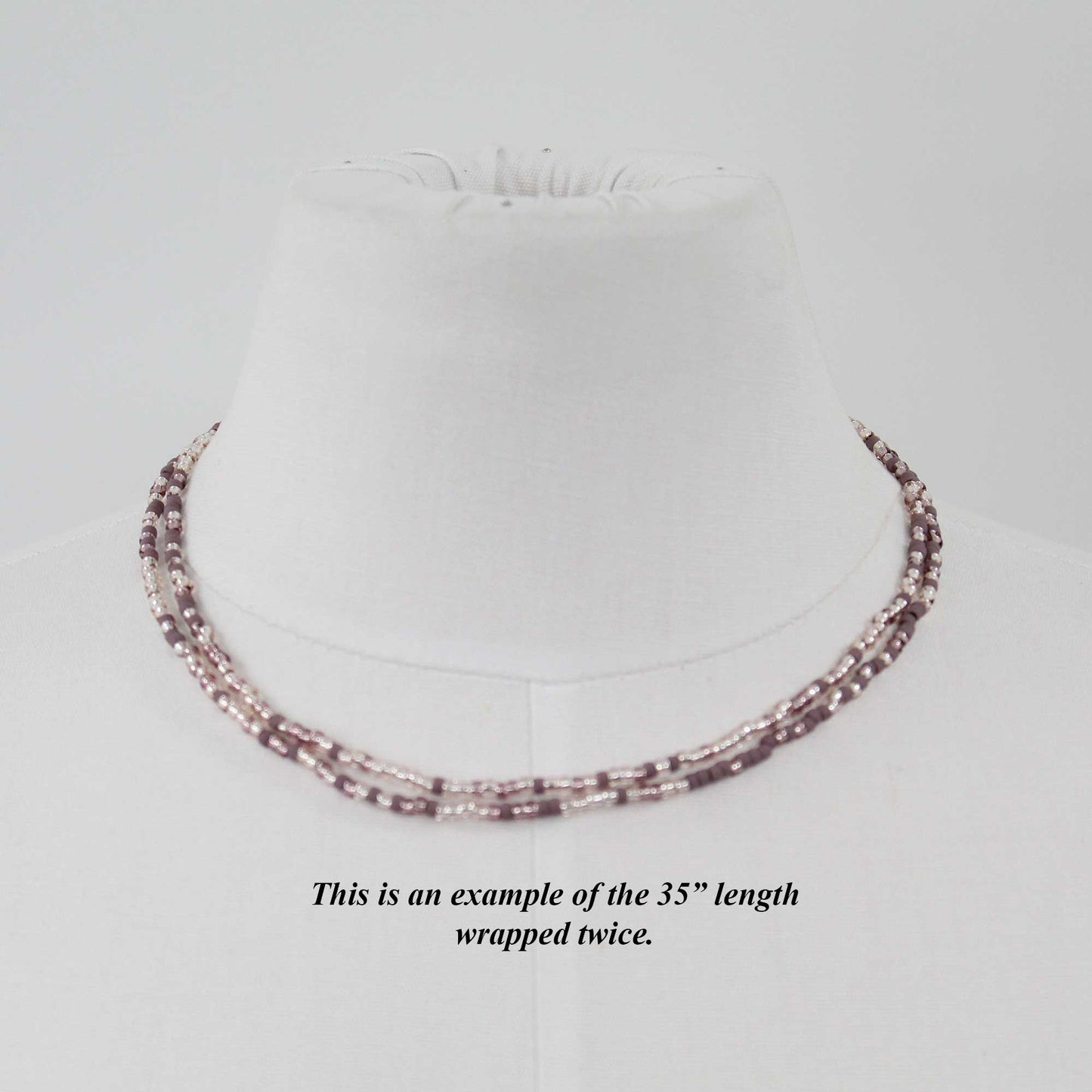 Dusty Rose Seed Bead Necklace, Thin 2mm Single Strand