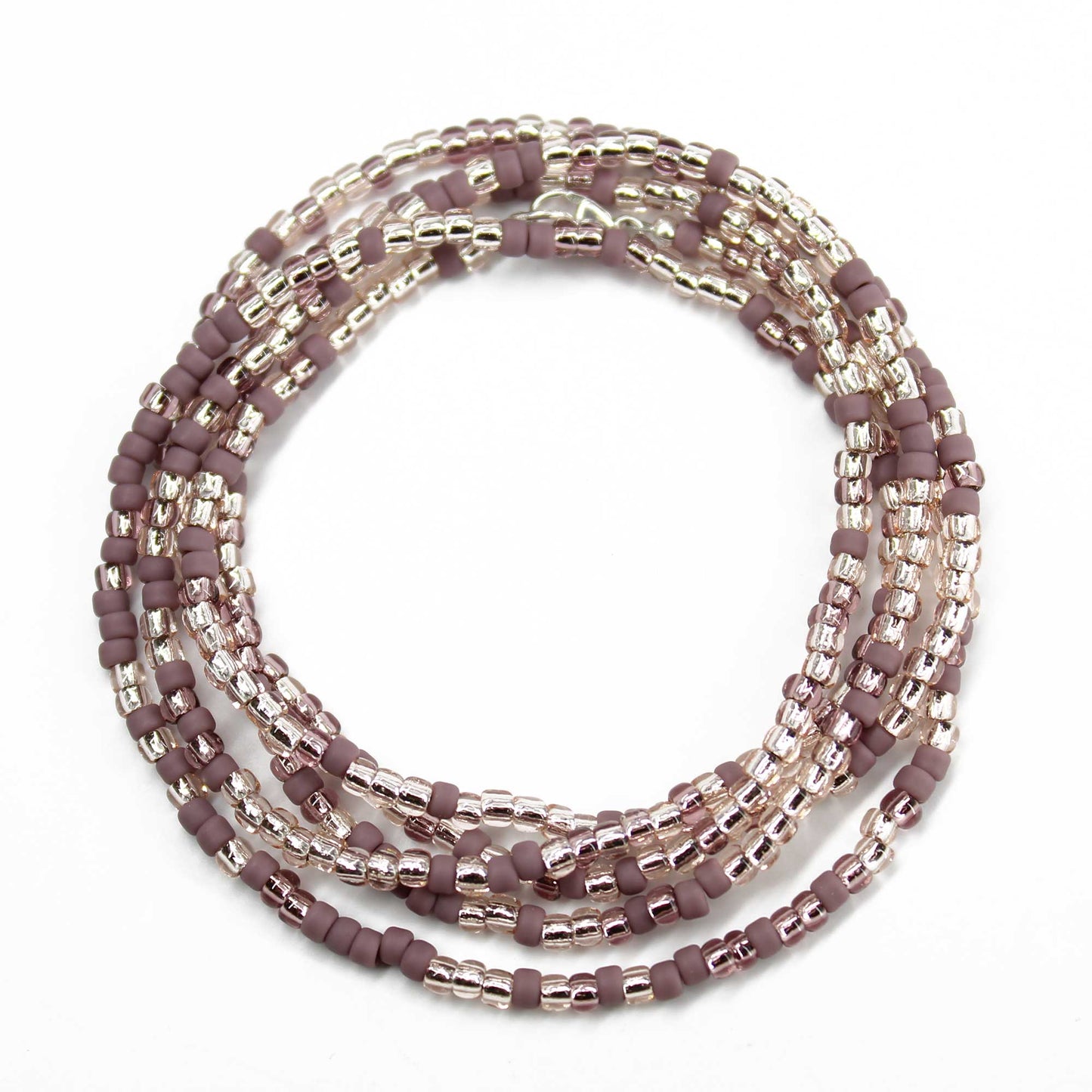 Dusty Rose Seed Bead Necklace, Thin 2mm Single Strand