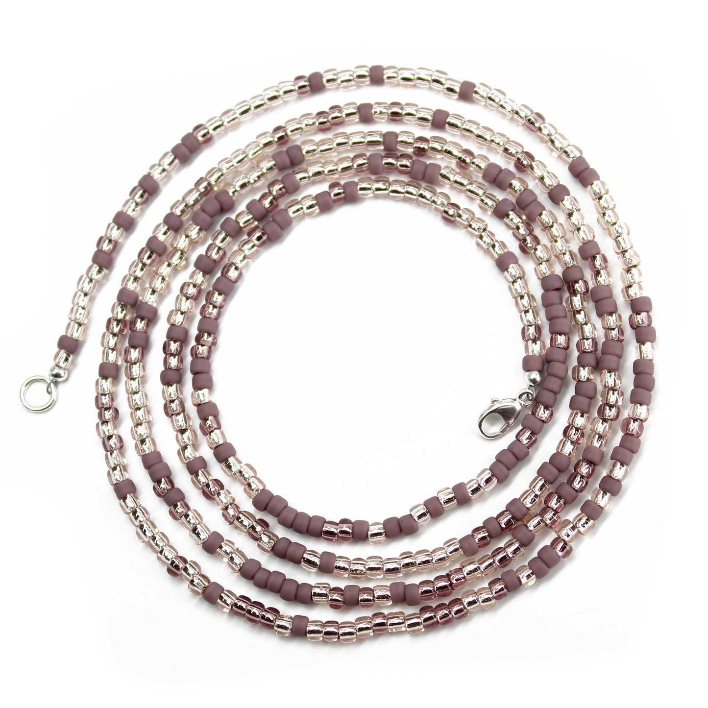 Dusty Rose Seed Bead Necklace, Thin 2mm Single Strand
