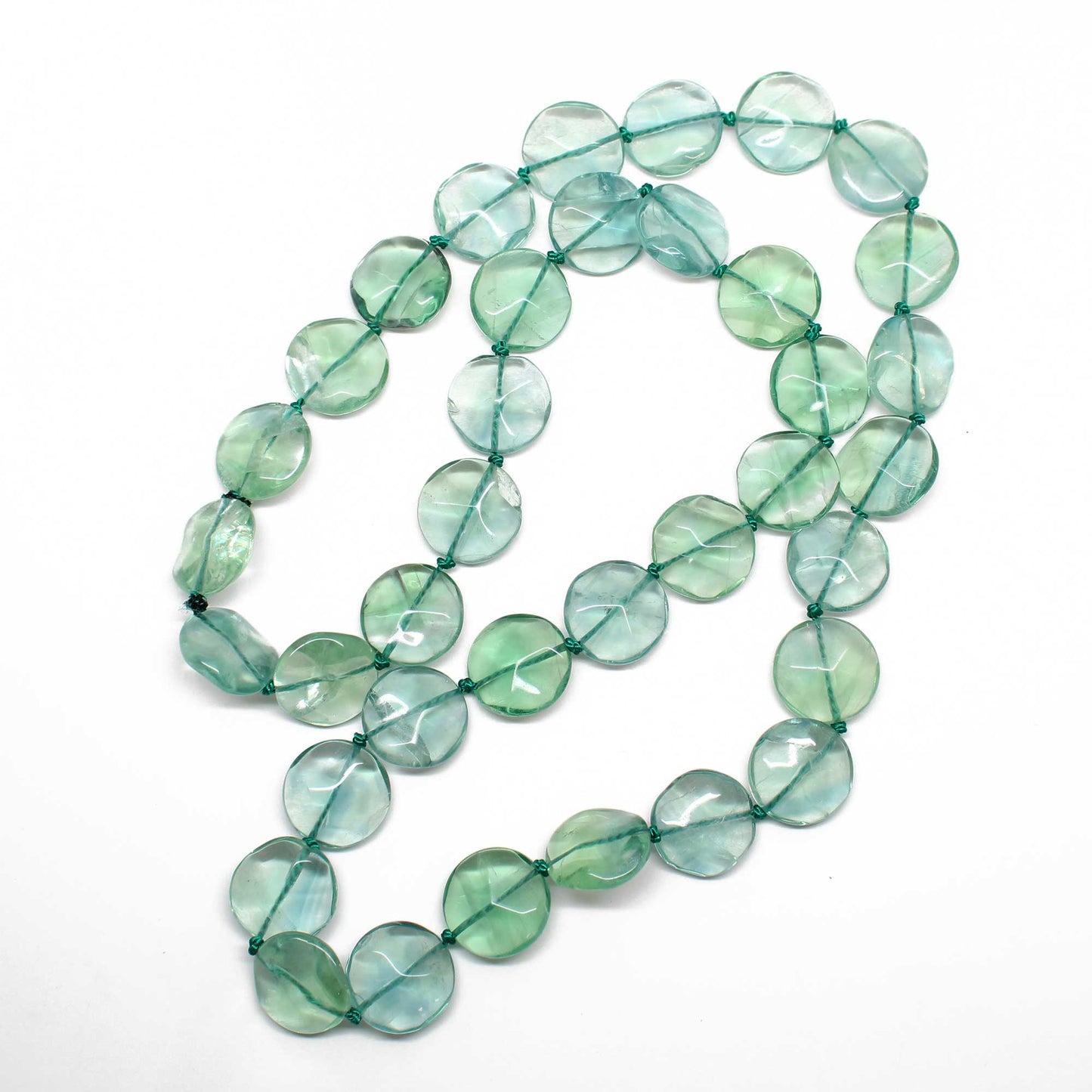 Hand Knotted Fluorite Necklace, 32 Inch