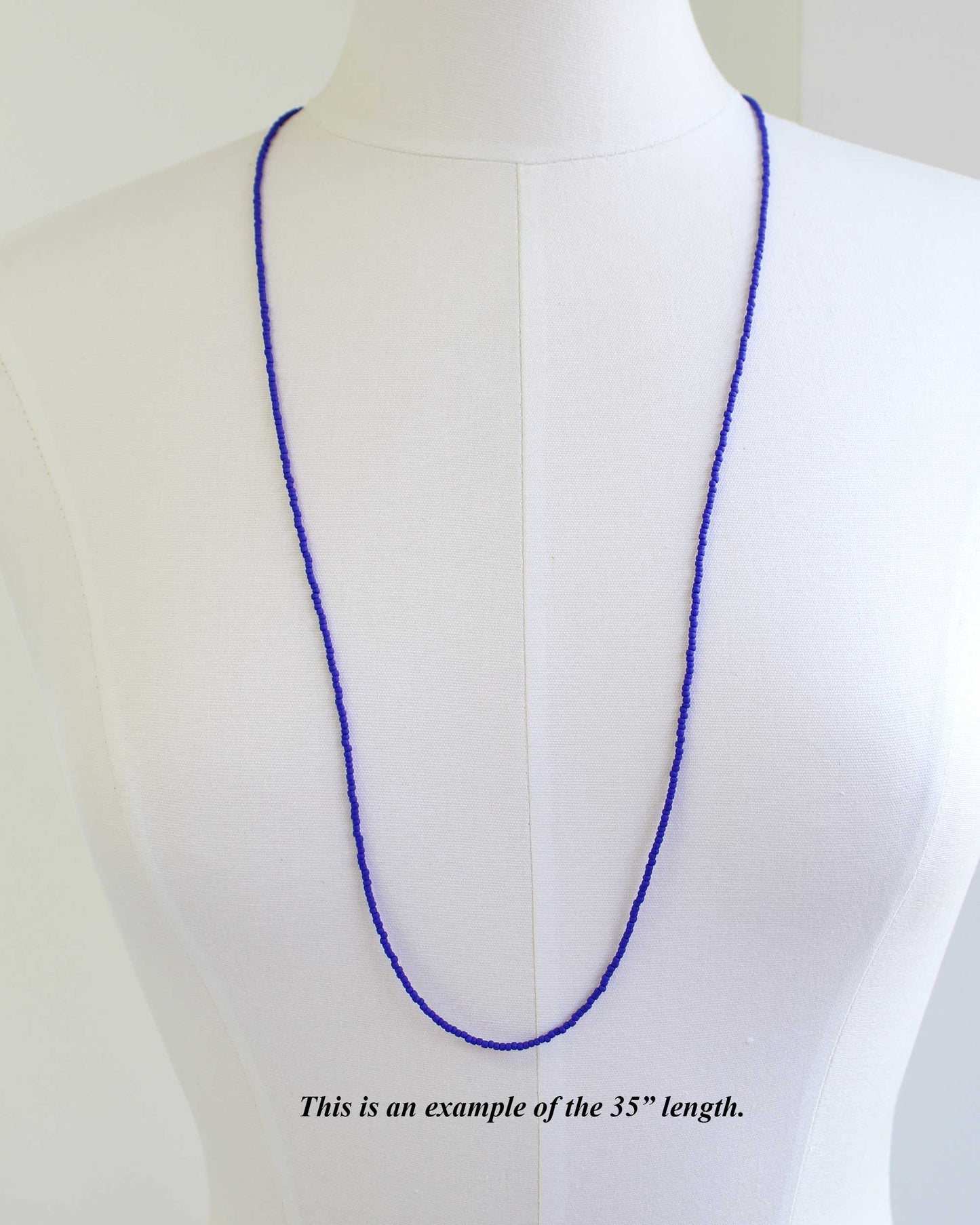 Frosted Navy Blue Seed Bead Necklace