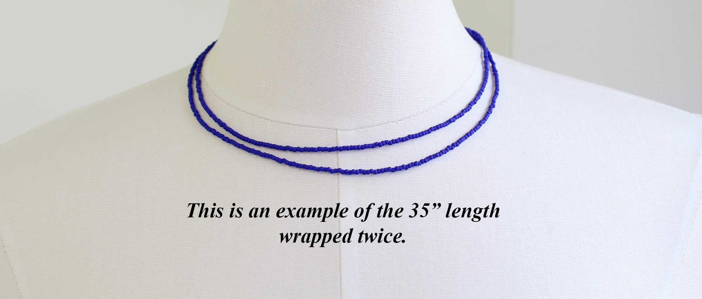 Frosted Navy Blue Seed Bead Necklace