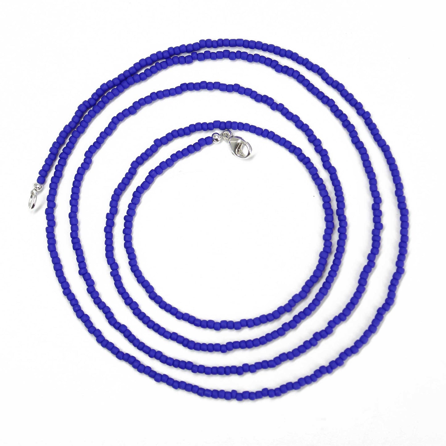 Frosted Navy Blue Seed Bead Necklace