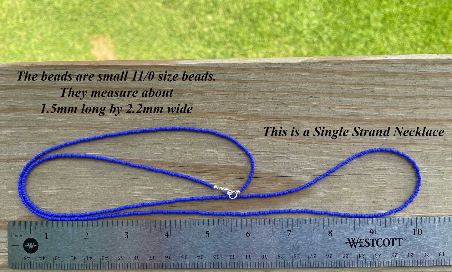 Frosted Navy Blue Seed Bead Necklace