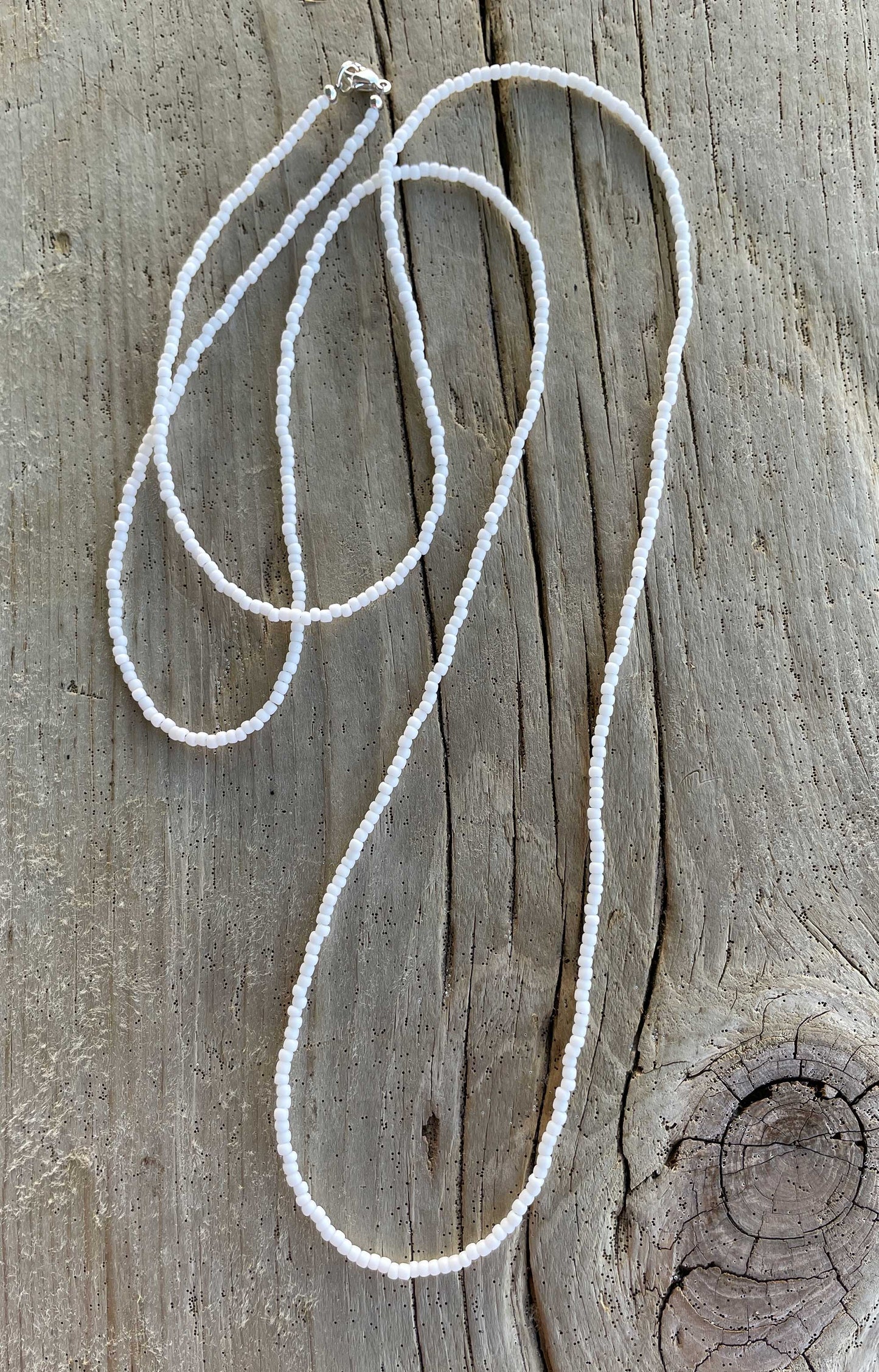 Frosted Matte White Seed Bead Necklace