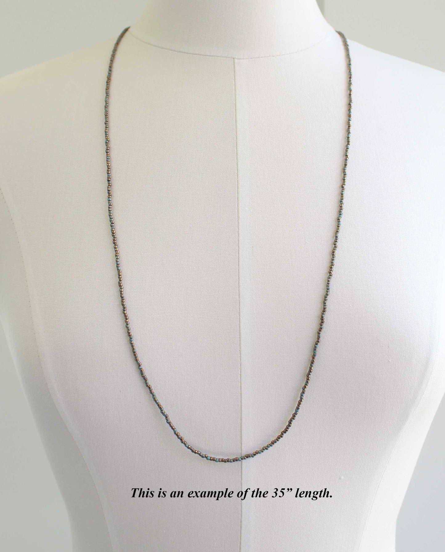 Gilded Marble Turquoise Seed Bead Necklace