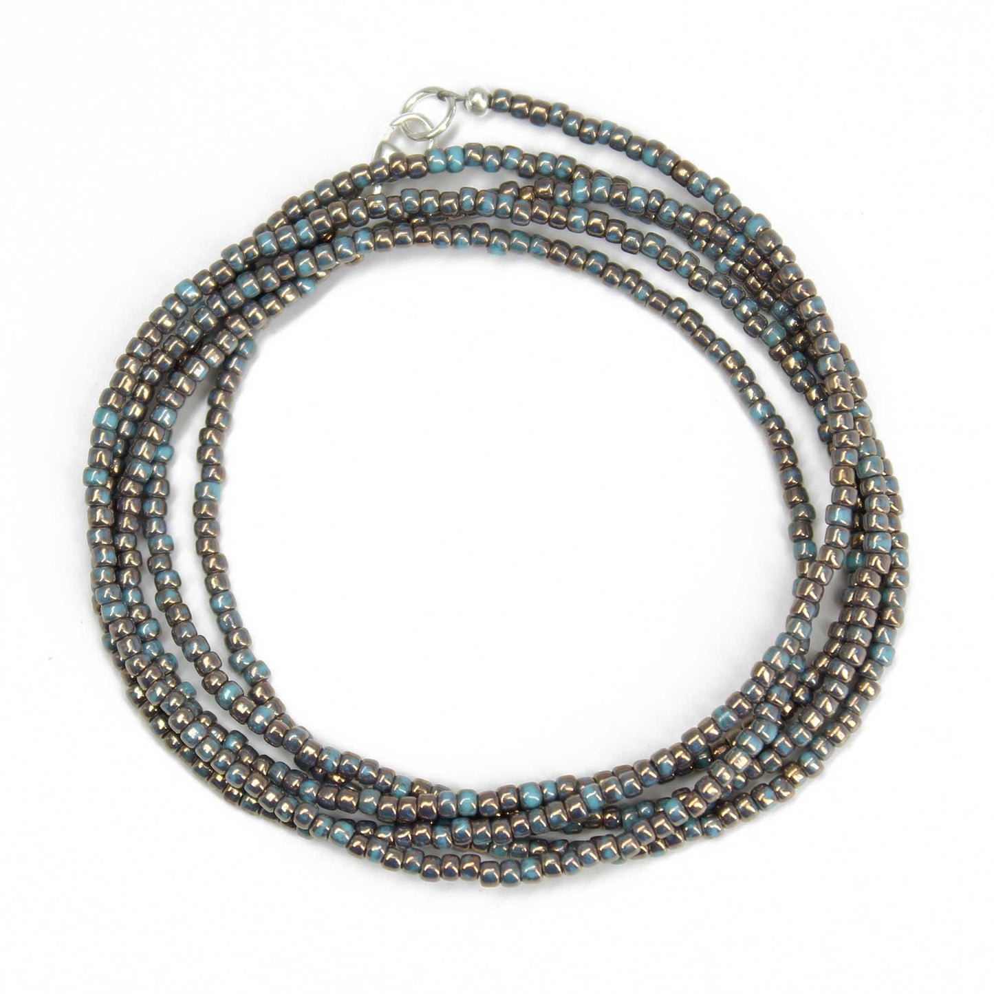 Gilded Marble Turquoise Seed Bead Necklace