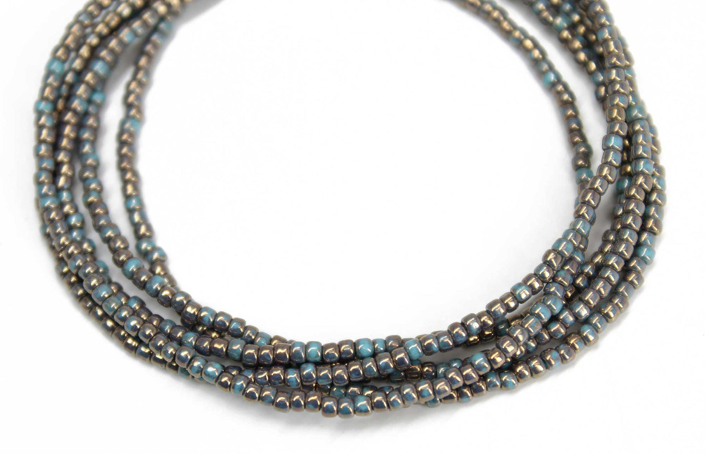 Gilded Marble Turquoise Seed Bead Necklace