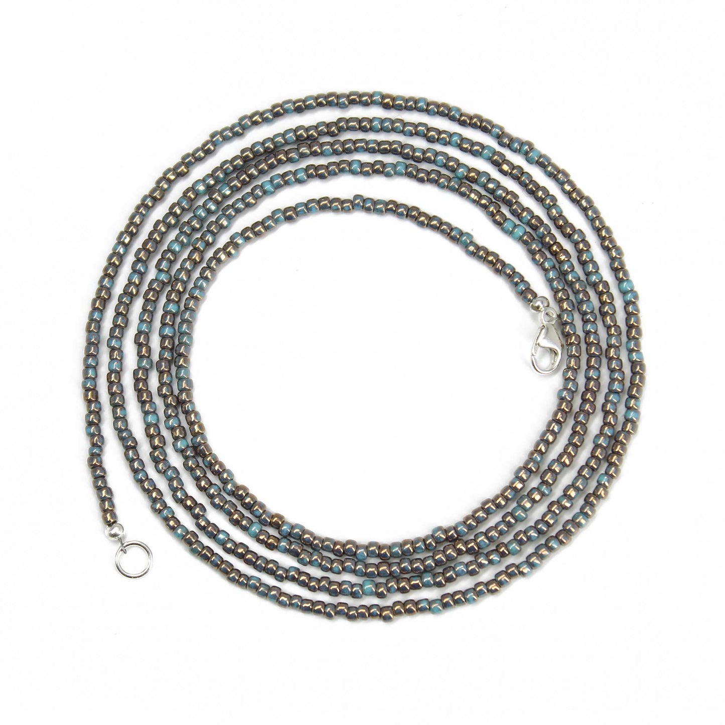 Gilded Marble Turquoise Seed Bead Necklace