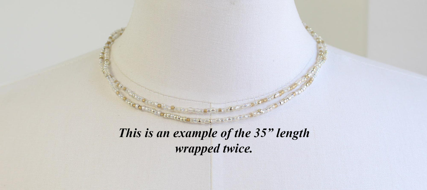 Gold Silver White Seed Bead Necklace