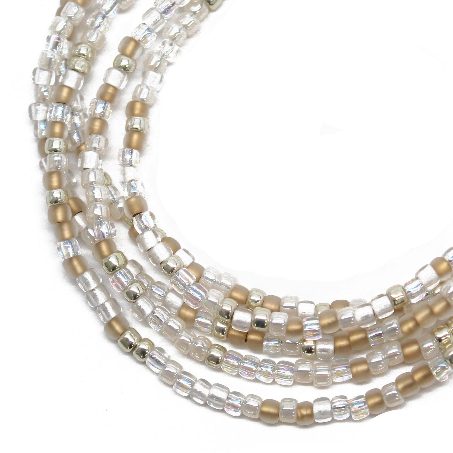 Gold Silver White Seed Bead Necklace
