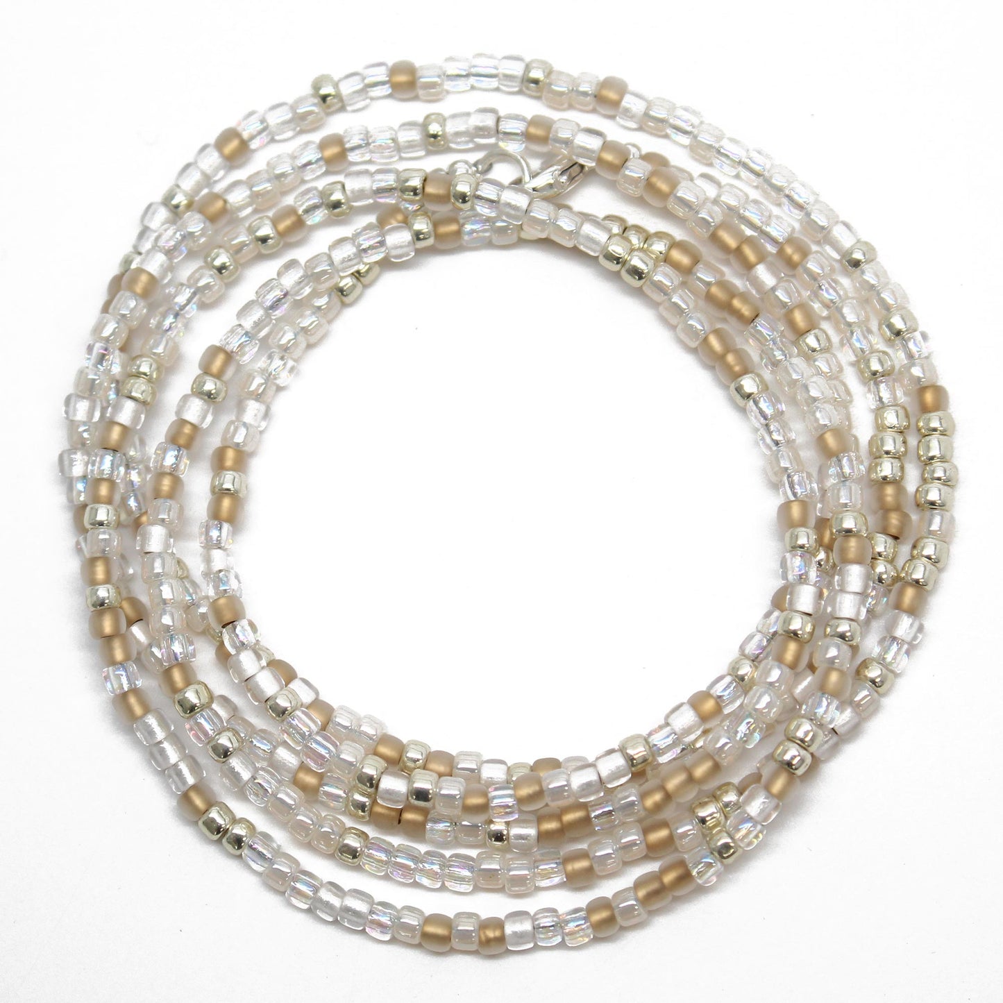 Gold Silver White Seed Bead Necklace