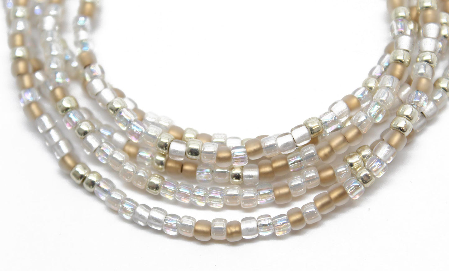 Gold Silver White Seed Bead Necklace