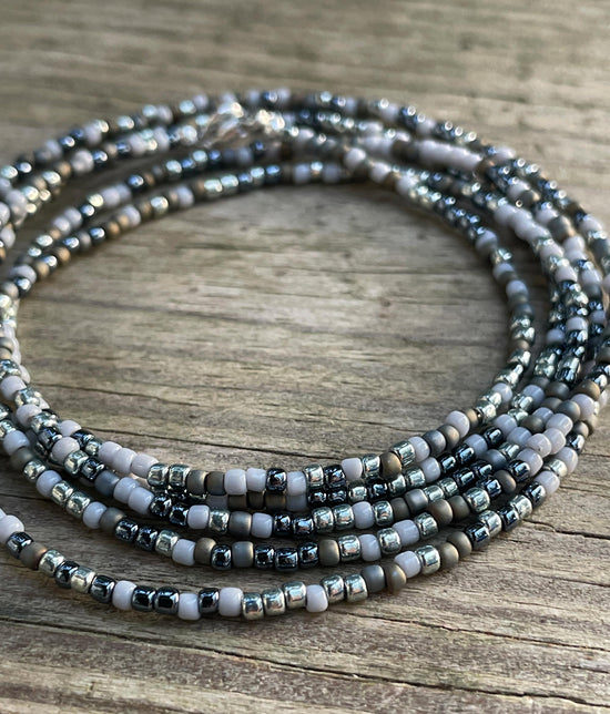 Multi Color Grey Seed Bead Necklace