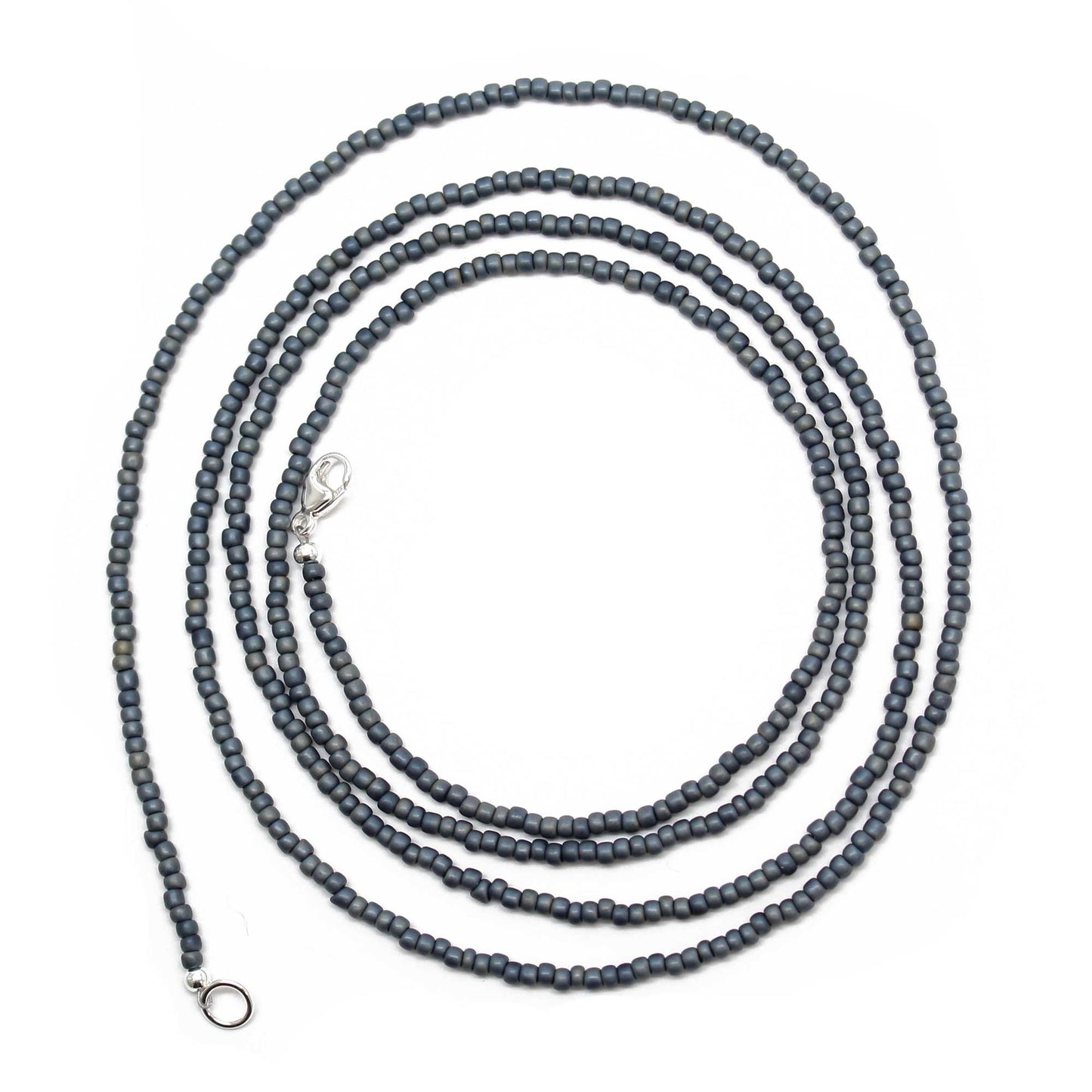 Matte Gun Metal Grey Seed Bead Necklace