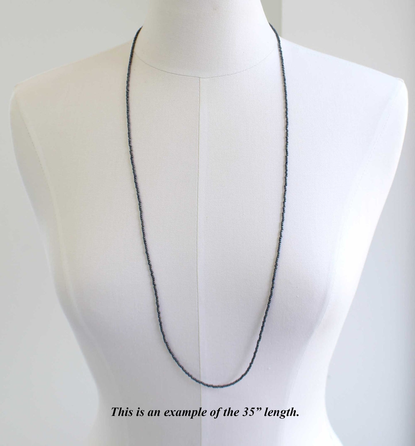 Matte Gun Metal Grey Seed Bead Necklace