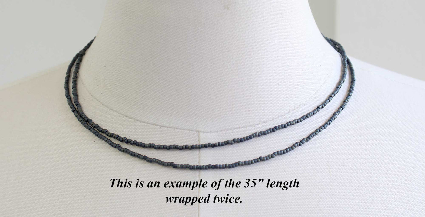Matte Gun Metal Grey Seed Bead Necklace