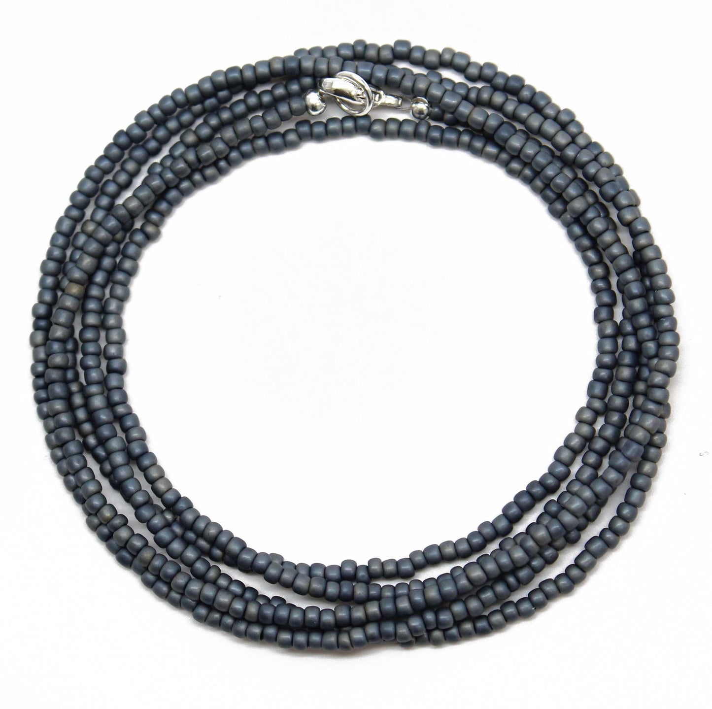 Matte Gun Metal Grey Seed Bead Necklace