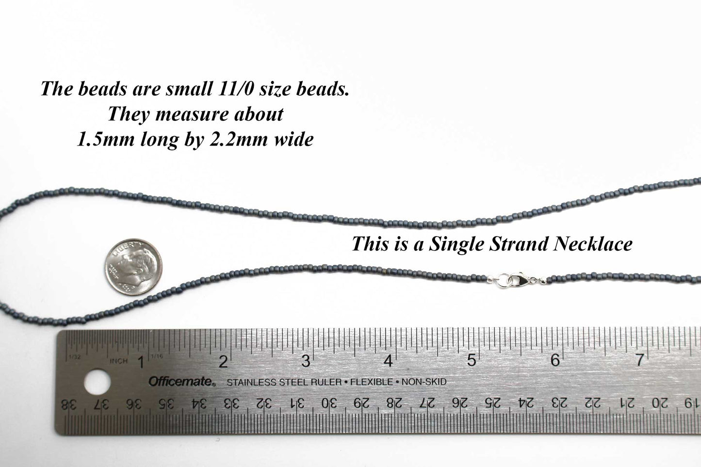 Matte Gun Metal Grey Seed Bead Necklace