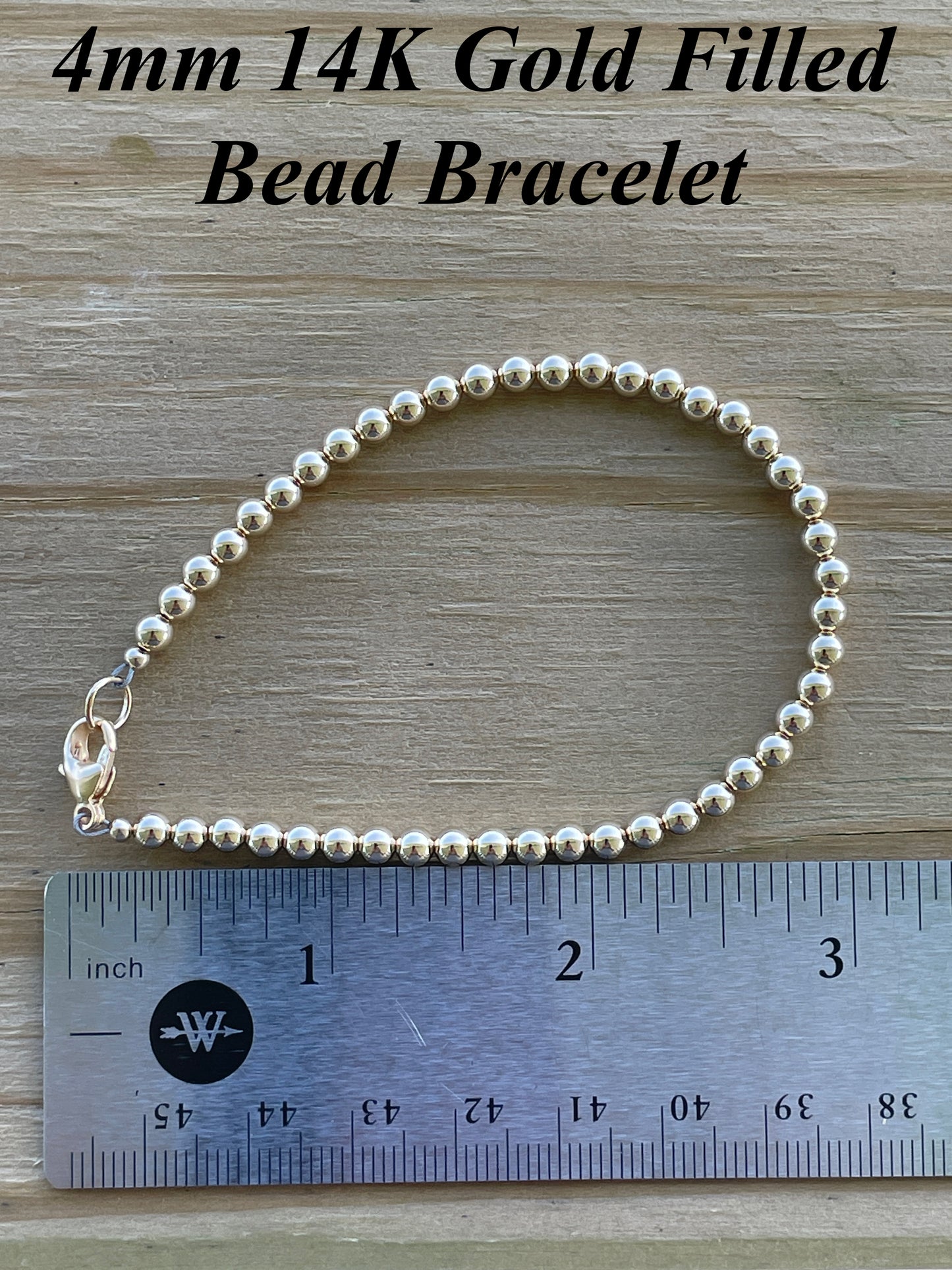 4mm 14K Gold Filled Bead Bracelet with Clasp