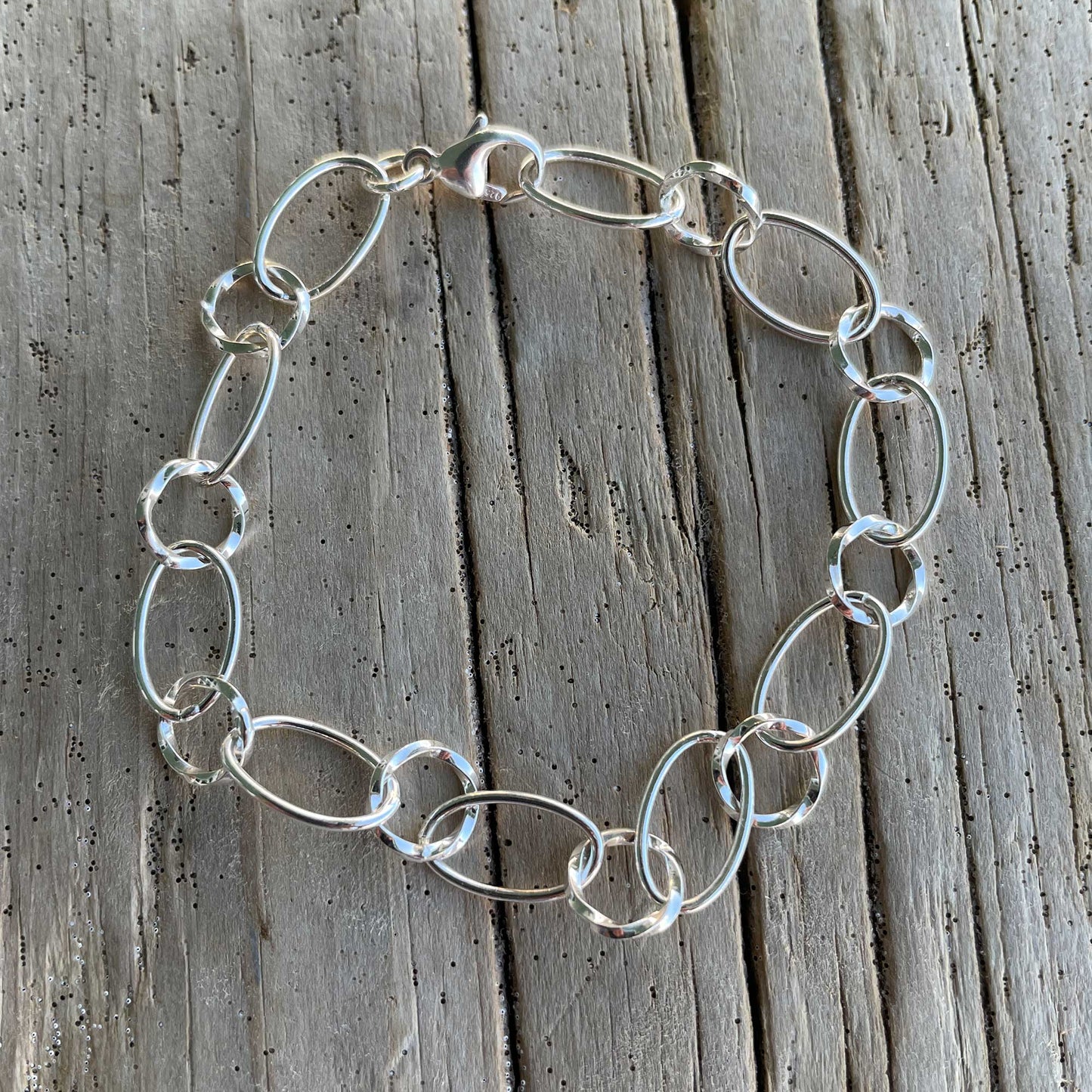 8mm Smooth Oval & Twist Round Chain Link Bracelet