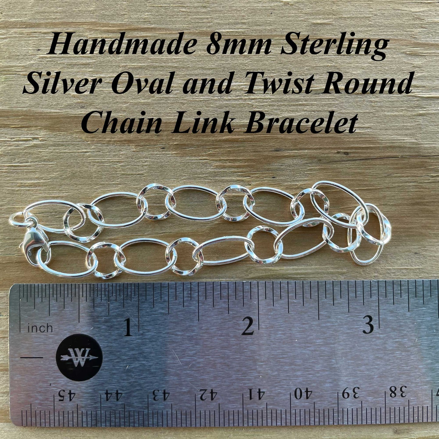 8mm Smooth Oval & Twist Round Chain Link Bracelet
